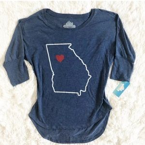 Heart of Georgia Size XS Graphic Navy Top